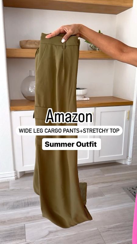 Wide leg cargo pants in small(I’m 5’2”).Color is Olive Green.
Black top in small(if in between sizes size up).
Sandals tts.
Sling bag and accessories are also linked + pasties I’m wearing here.
Summer outfit, casual outfit, work pants, Amazon finds, fashion over 40, petite style.


#LTKVideo #LTKOver40 #LTKFindsUnder50
