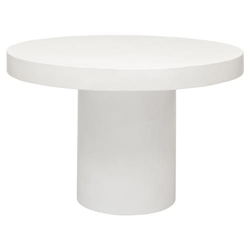 Rachele Modern Classic Ivory Concrete Outdoor Dining Table - 47.25"W | Kathy Kuo Home