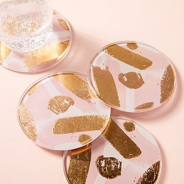 Gilded Brushstrokes Coasters (Set of 4) | West Elm (US)