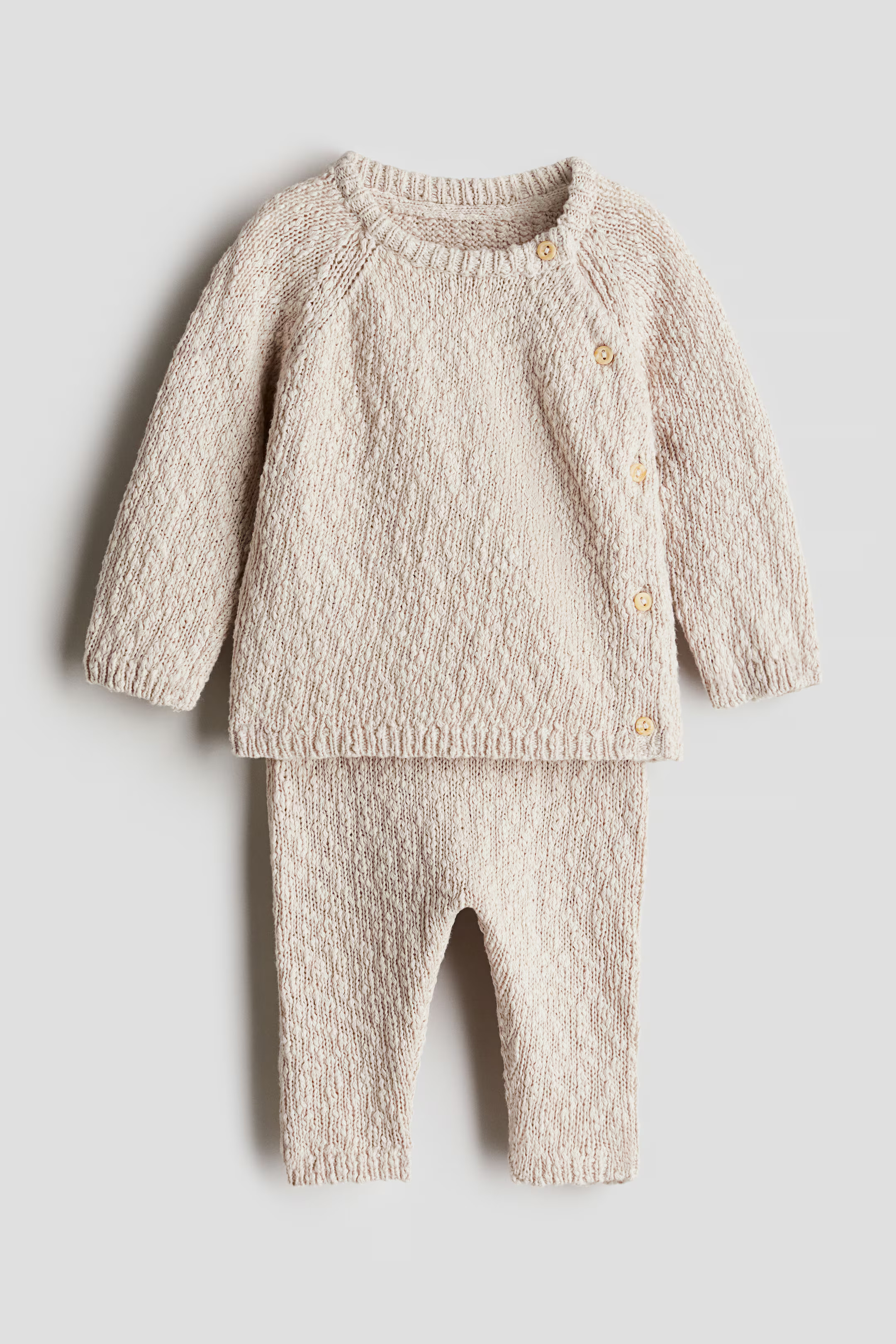 2-piece Bouclé-Knit Set - Light beige - Kids | H&M US | H&M (US + CA)