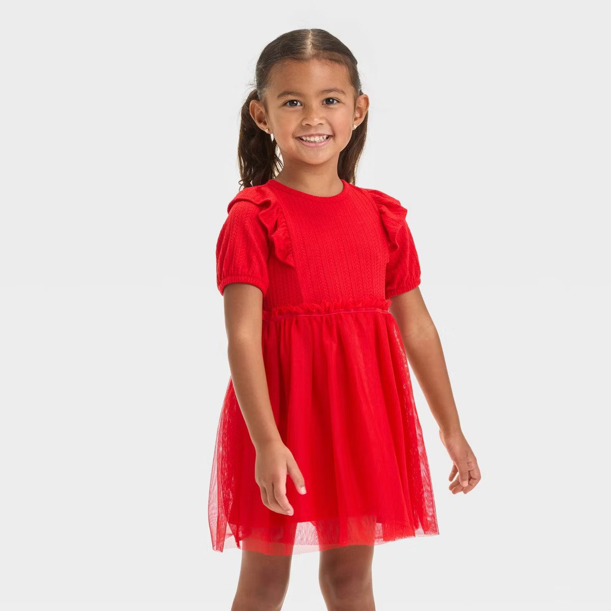 Toddler Girls' Short Sleeve Knit Tulle Dress - Cat & Jack™ | Target