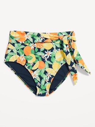 Matching High-Waisted Tie-Waist Bikini Swim Bottoms for Women | Old Navy (US)