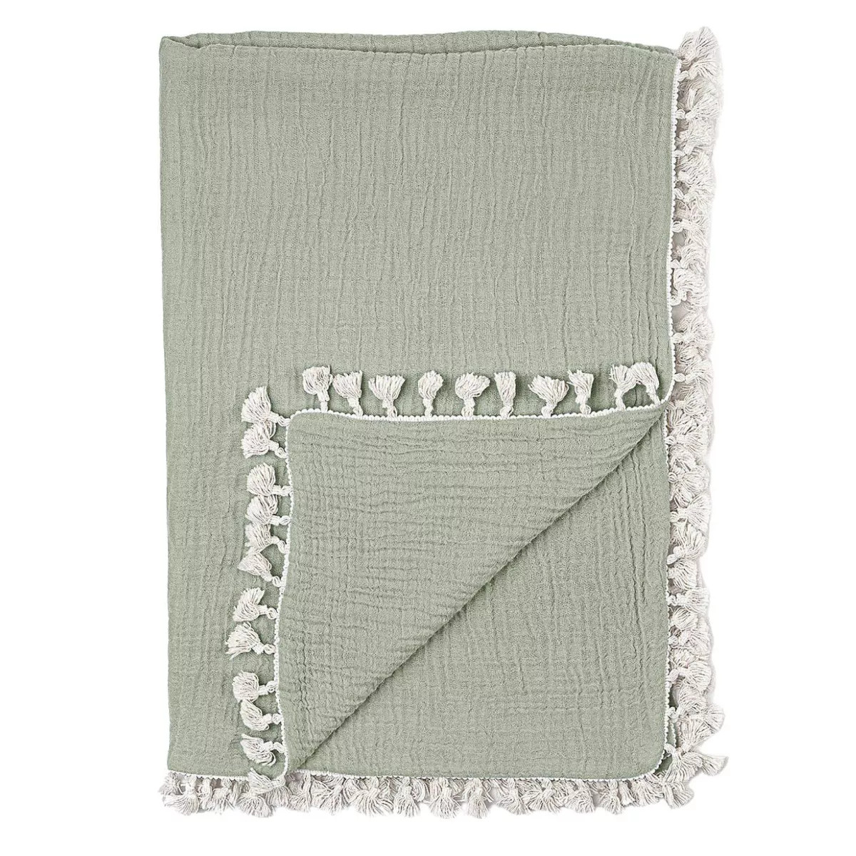 Crane Baby 6-Layer Muslin Baby Blanket with Tassle Edge - Fern: Solid Pattern, 40" Length, Woven ... | Target