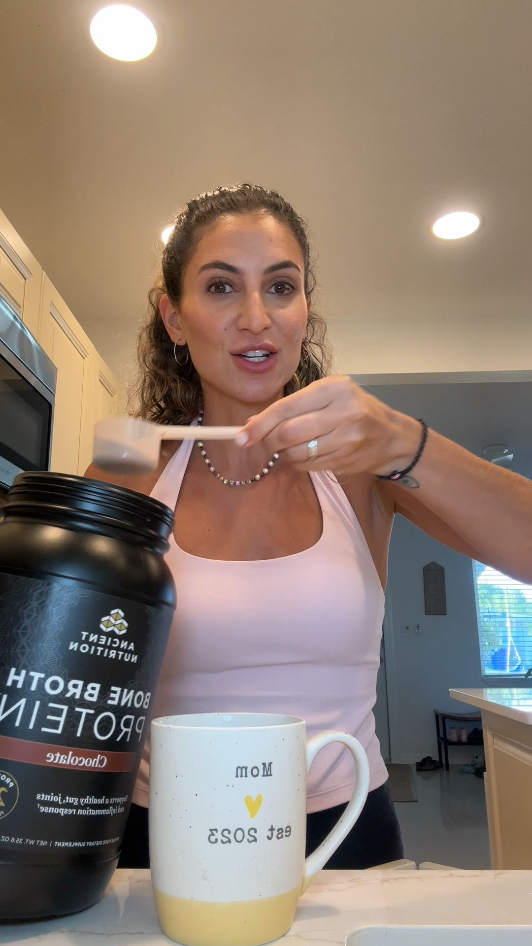 I gave up caffeine five days ago and I have been drinking a chocolate bone broth every morning in place of it! I have to admit the first few days. I had a dull headache, but I’m feeling really good now. The great part about it is that it has about 15 to 20 g of protein in each cup and I even get to share it with my toddler!

#LTKActive #LTKFamily #LTKFindsUnder50