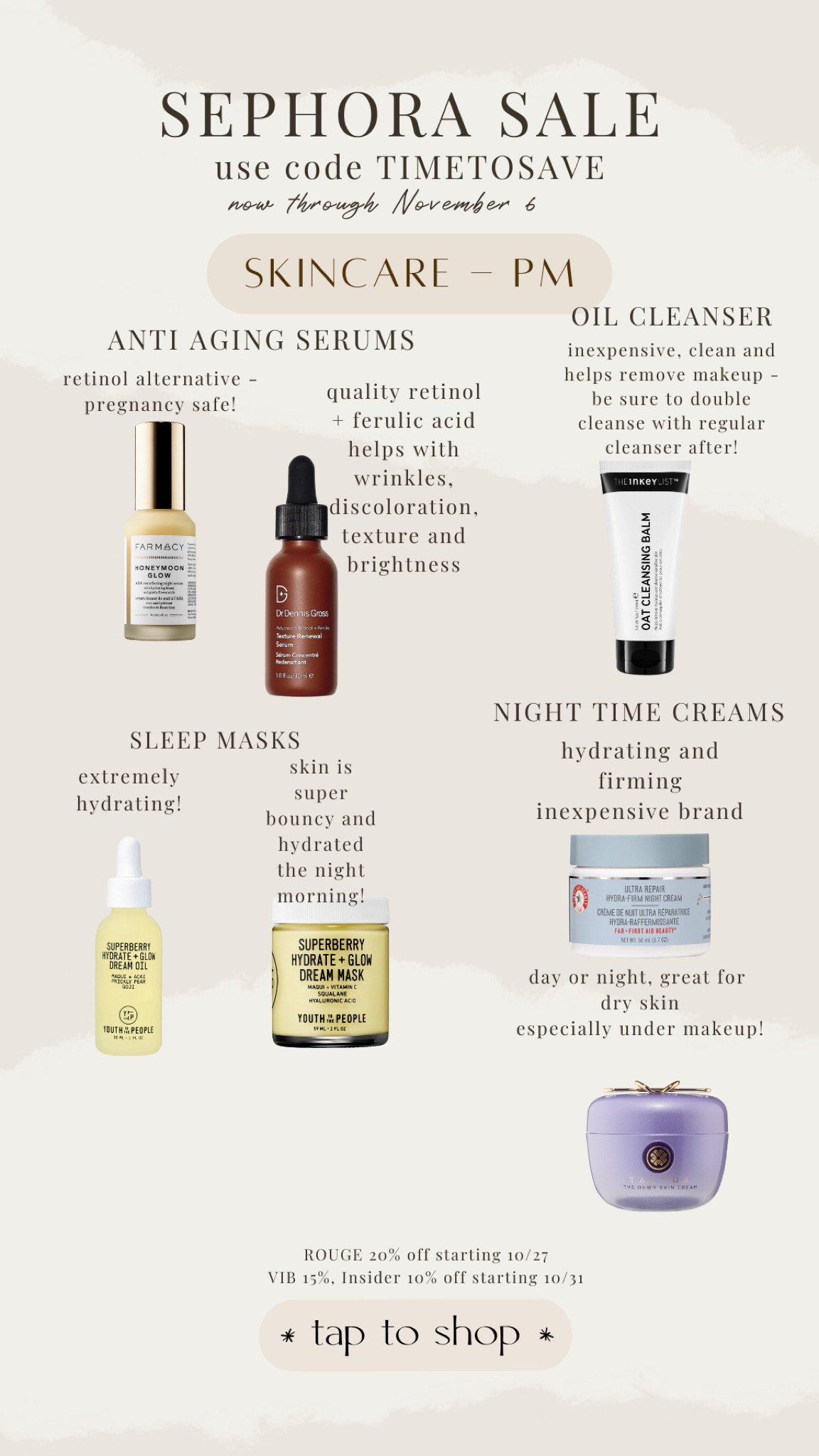Sephora nighttime skincare sale picks 

#LTKHolidaySale #LTKbeauty #LTKsalealert