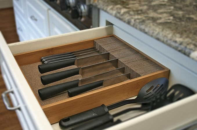 Deluxe KNIFEdock - In-drawer Kitchen Knife Storage (15 in x 13 in x 2.5 in)- Easily Identify Your... | Amazon (US)
