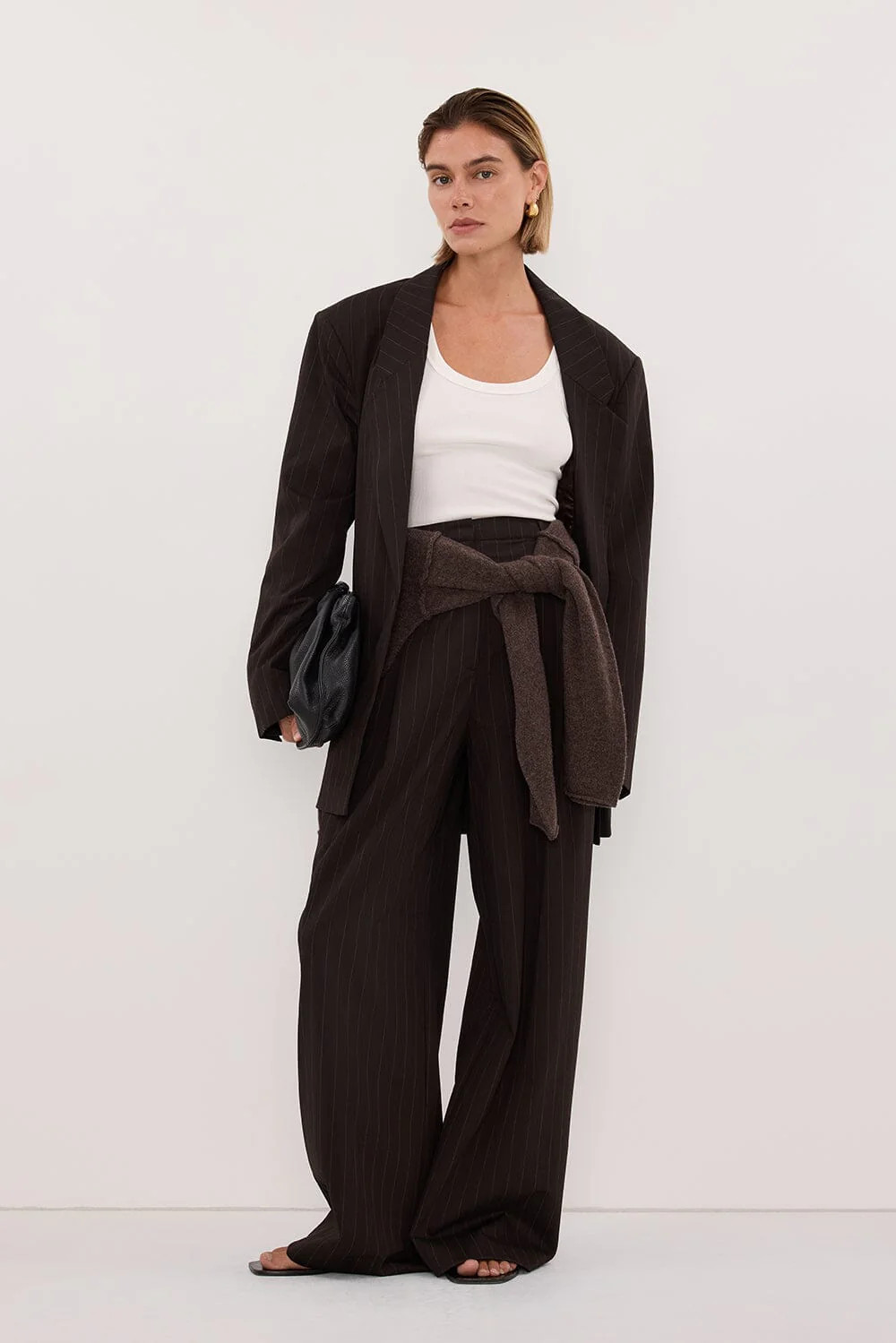 SIAN PEAT CHOC STRIPE OVERSIZED BLAZER | DISSH