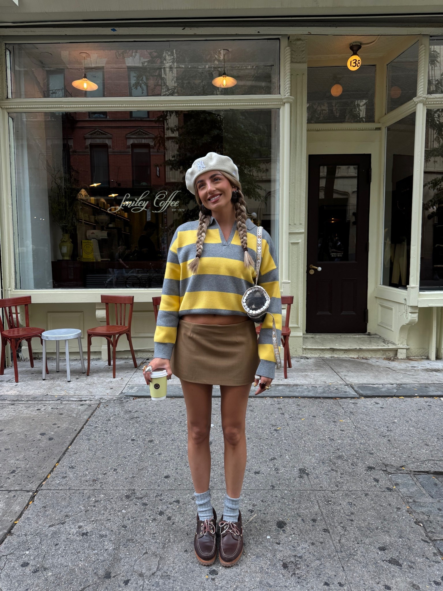 New York outfit 🍌🩶 #zara #newera #beret #newyork