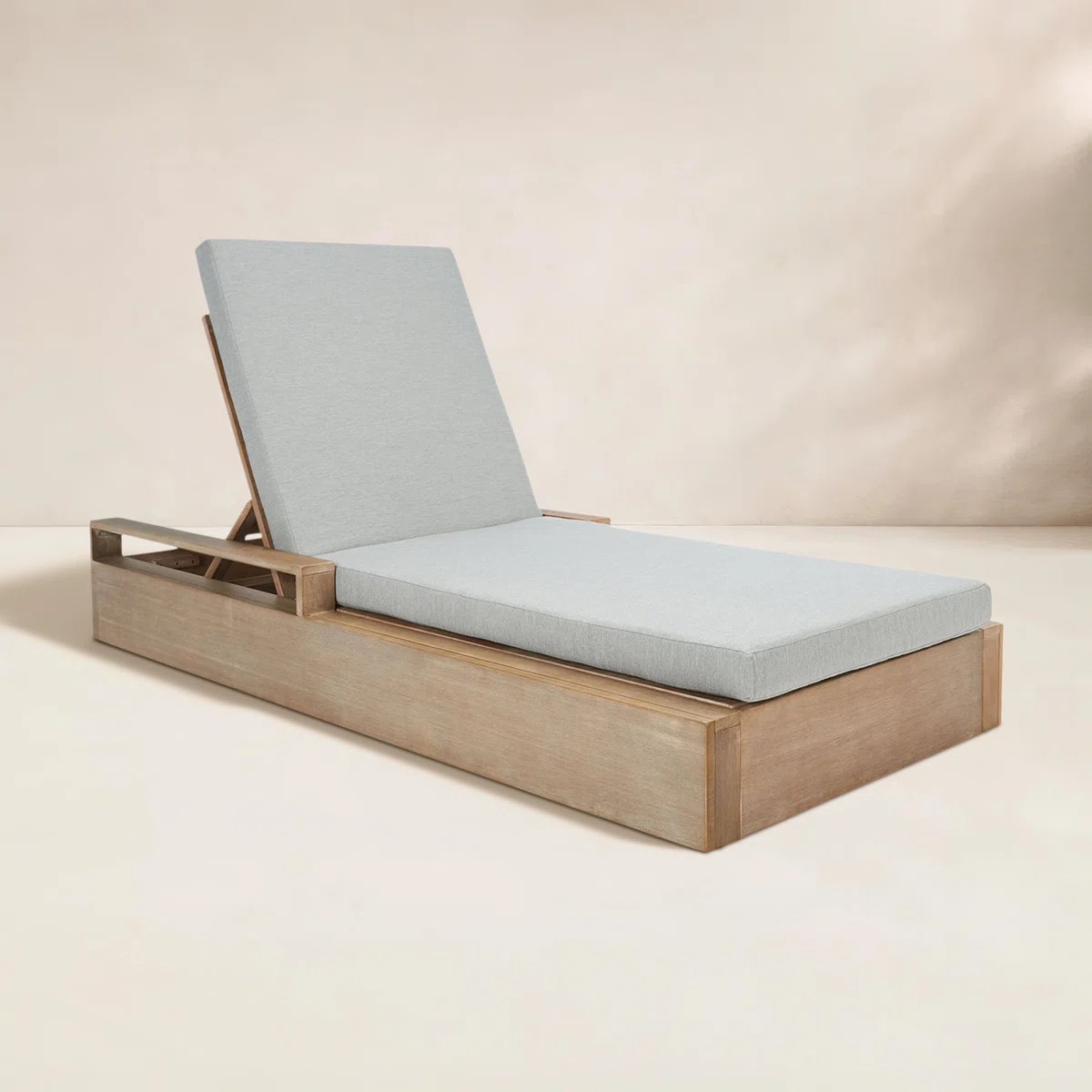 Azul Solid Eucalyptus Wood Outdoor Chaise Lounge with Cushion | Wayfair North America
