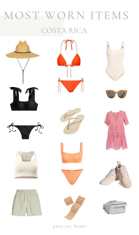 Most worn items - hat - bathing suits - sunglasses - flip flops - sneakers - sports bra - cover up 