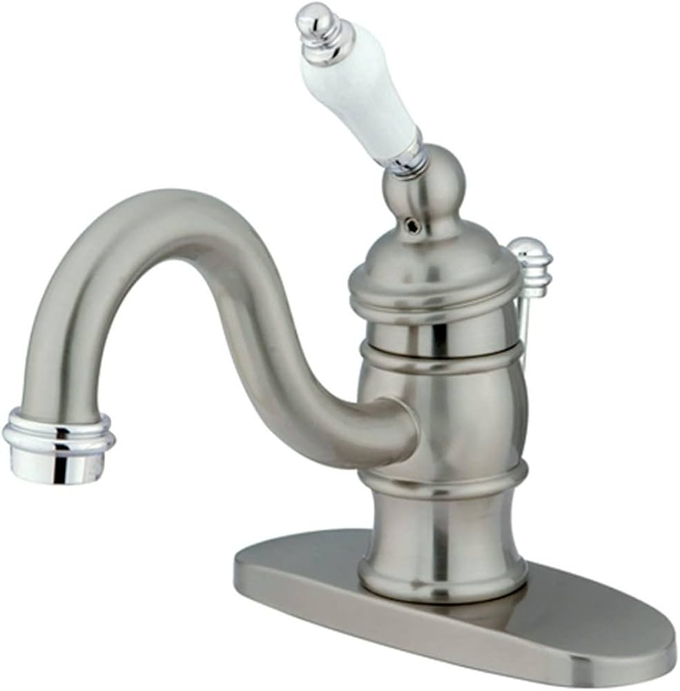 Kingston Brass KB3407PL Victorian 4-Inch Centerset Lavatory Faucet, Brushed Nickel with Porcelain... | Amazon (CA)