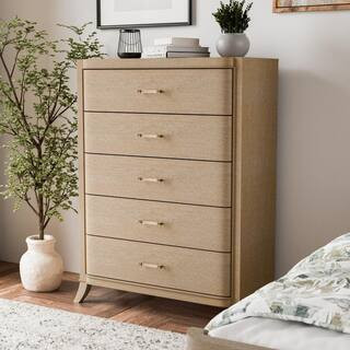Ellington Modern Natural Oak 5-Drawer 40 in. Wide Chest of Drawers | The Home Depot