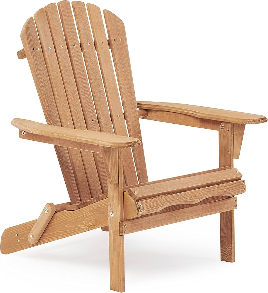 Wooden Folding Adirondack Chair Half Pre-Assembled, Wood Lounge Chair for Outdoor Patio Garden La... | Amazon (US)