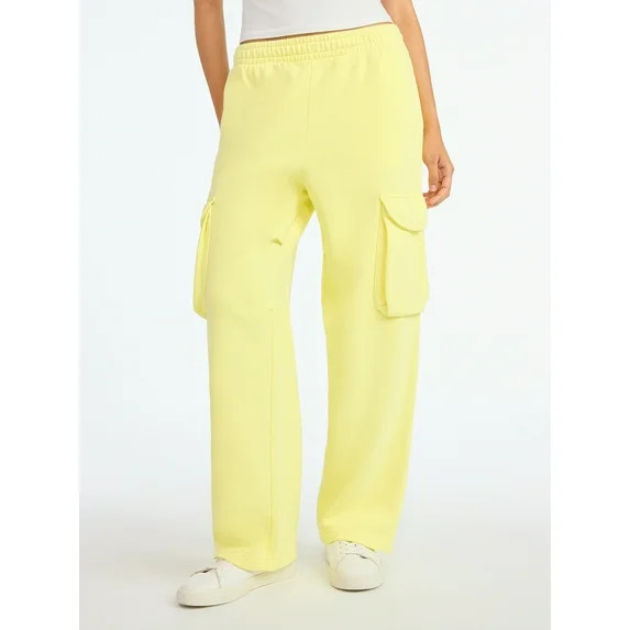 Scoop Women’s Mineral Washed Wide Leg Cargo Sweatpants, Sizes XS-XXL | Walmart (US)