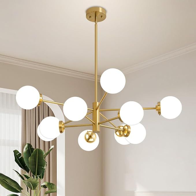 Sputnik Chandelier, Gold Modern Chandeliers, Mid Century Ceiling Lighting Fixture 10-Lights with ... | Amazon (US)
