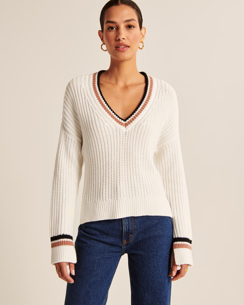 Women's Easy Tipped V-Neck Sweater | Women's New Arrivals | Abercrombie.com | Abercrombie & Fitch (US)