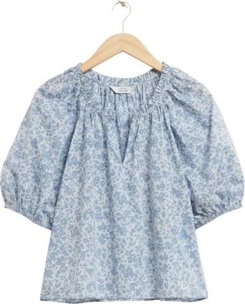 Floral Print Puff Sleeve Cotton Blouse | Nordstrom