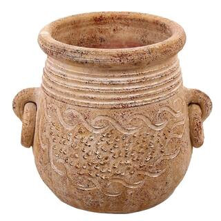 Margo Garden Products 11 in. Round White Washed Terra Cotta Mao Clay Planter LE 2113-09 - The Hom... | The Home Depot