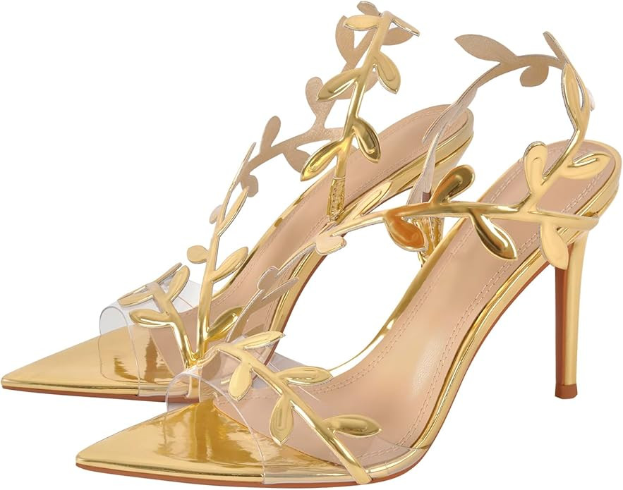 sexytag Clear Stiletto High Heels Pointed Open Toe Strappy Slingback Heeled Sandals for Women | Amazon (US)