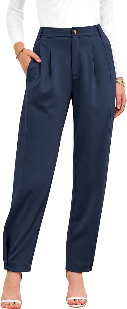 BTFBM Women's Pants Spring Fall 2026 Casual High Waist Trousers Tapered Slacks Pockets Dressy Bus... | Amazon (US)