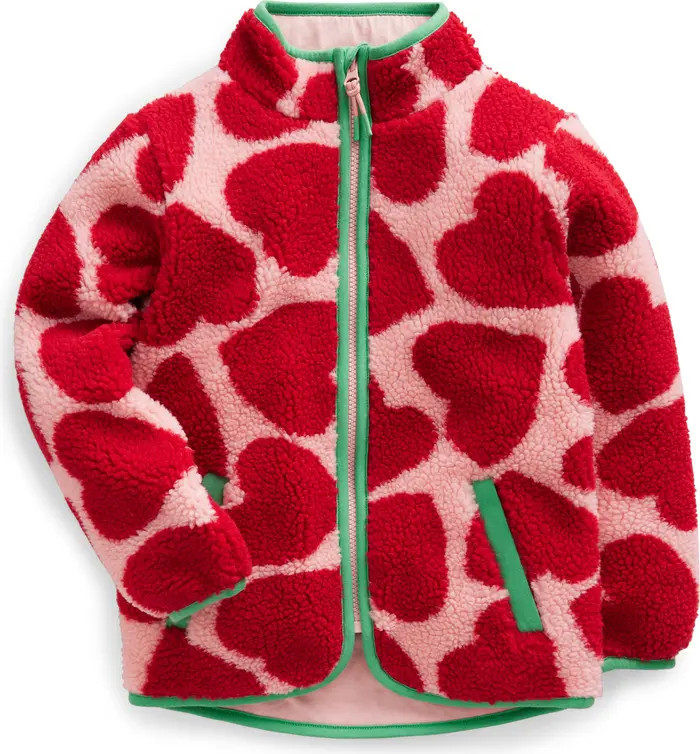 Mini Boden Kids' Heart Print Fleece Zip-Up Jacket | Nordstrom | Nordstrom