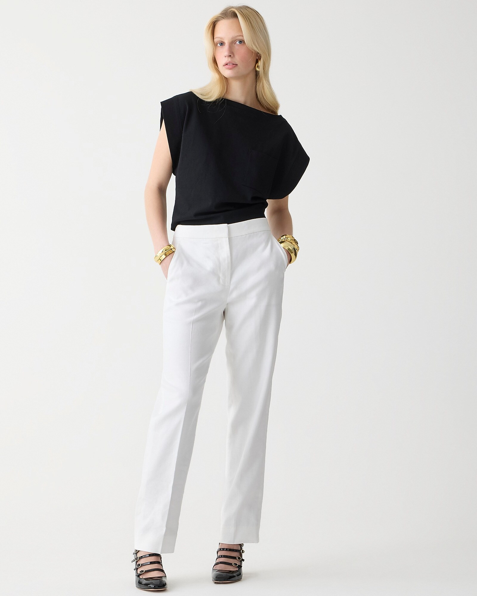 Kate straight-leg pant in stretch linen blend | J. Crew US