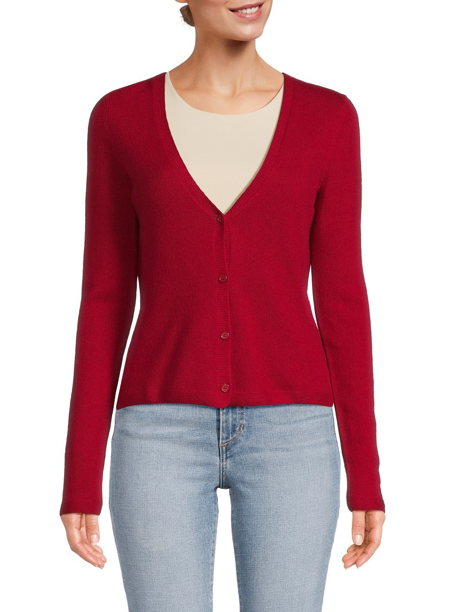 Sofia Cashmere Women's Cashmere Solid Cardigan - Red - Size XS | Saks Fifth Avenue OFF 5TH