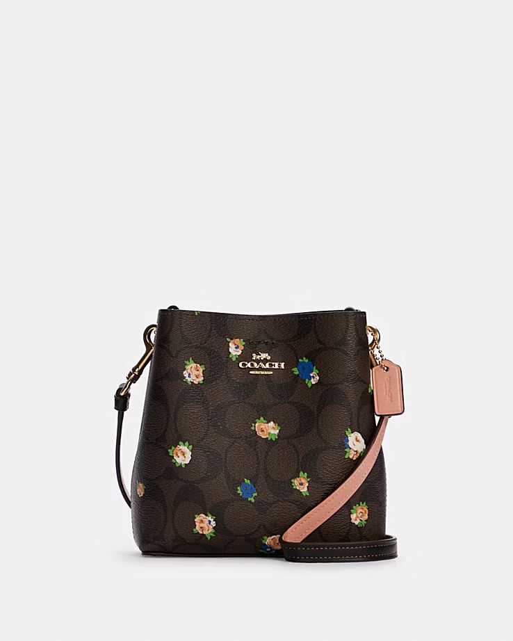 Mini Town Bucket Bag In Signature Canvas With Vintage Mini Rose Print | Coach Outlet