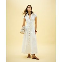 River Island Womens White Short Sleeve Belted Midi Shirt Dress | River Island UK & IE