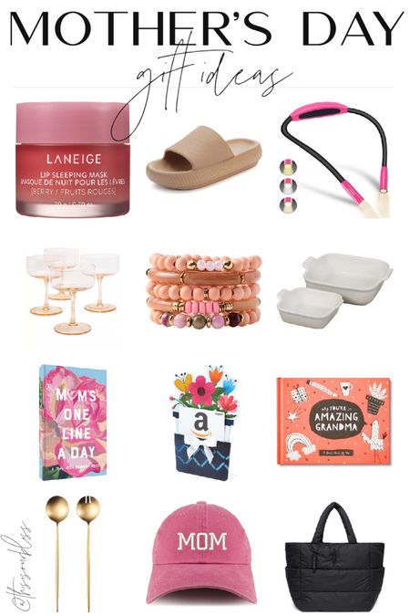 Mother’s Day gift guide! // Amazon finds for Mother’s Day! Mother’s Day // gift ideas from Amazon!! 💐💗💐
Lip mask
Coupe glasses
Cloud foam slides
Reading light 
Le creuset pans 
Bracelet stack 

#LTKGiftGuide #LTKsalealert #LTKunder50