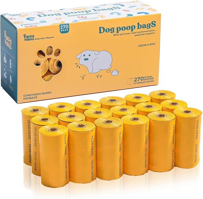 Dog Poop Bags Rolls Certified Biodegradable Thickened Leak Proof Dog Waste Bags -270 Count 18 Rol... | Amazon (US)
