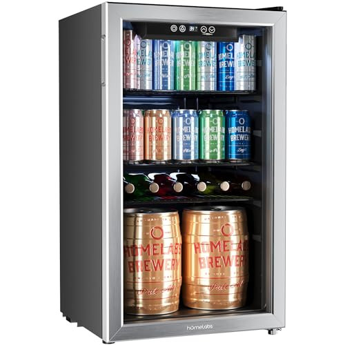 hOmeLabs Beverage Refrigerator and Cooler - 120 Can Mini Fridge with Glass Door for Soda Beer or ... | Amazon (US)