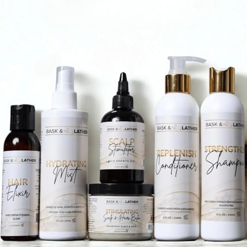 Bask & Lather Co. Healthy Hair Growth Starter Kit – Healthy Hair Care Routine Set with Shampoo, Conditioner, Scalp Treatment & Hydration System for All Hair Types | Amazon (US)