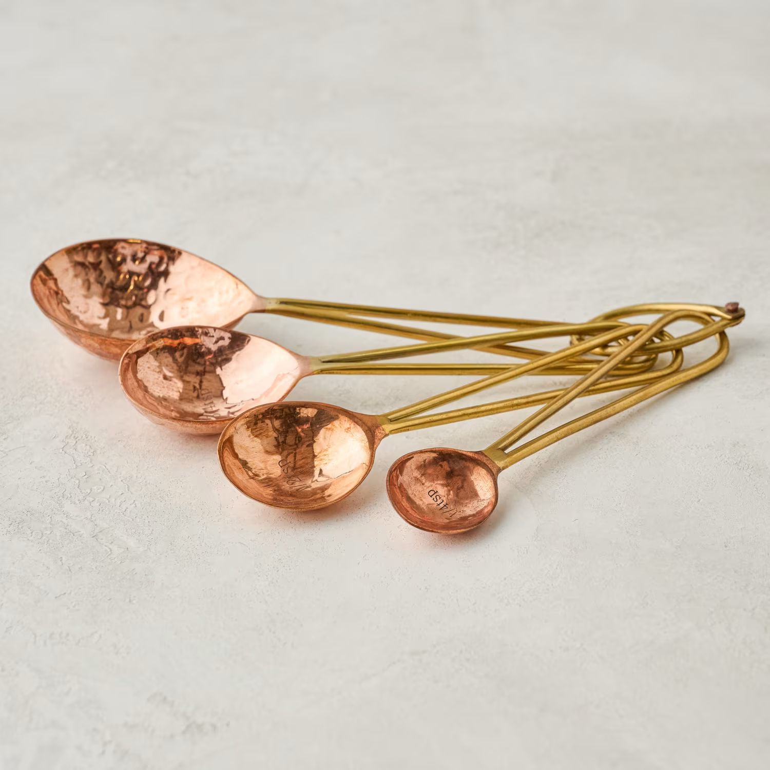 Hammered Copper and Gold Measuring Spoons | Magnolia