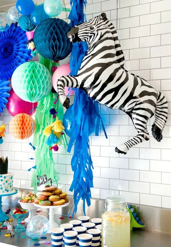 Party Animals Zebra Balloon/ Zebra Balloon/ Jungle Party | Etsy | Etsy (US)