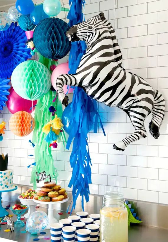 Party Animals Zebra Balloon/ Zebra Balloon/ Jungle Party | Etsy | Etsy (US)