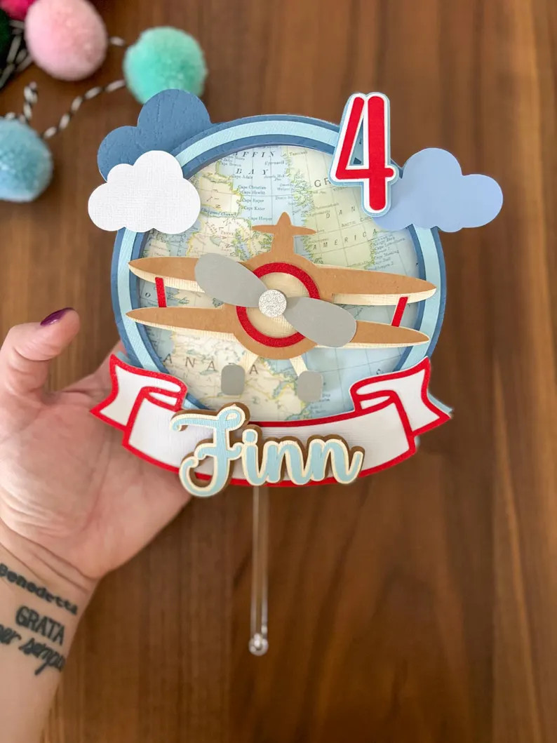 vintage Airplane Cake Topper, time flies cake topper, first flight, adventure cake topper | Etsy (Global)