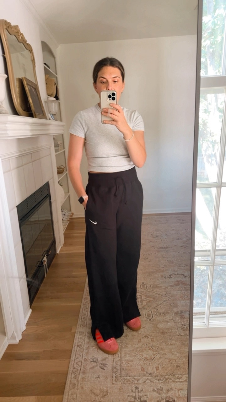 Nike wide leg sweatpants. Wearing a medium! 

Nike active. Adidas gazelle. Activewear. Loungewear. Athleisure. Nordstrom sale. Mom outfit. Casual chic. Everyday outfit. Weekend outfit. School drop off  

#LTKFindsUnder100 #LTKActive #LTKMidsize