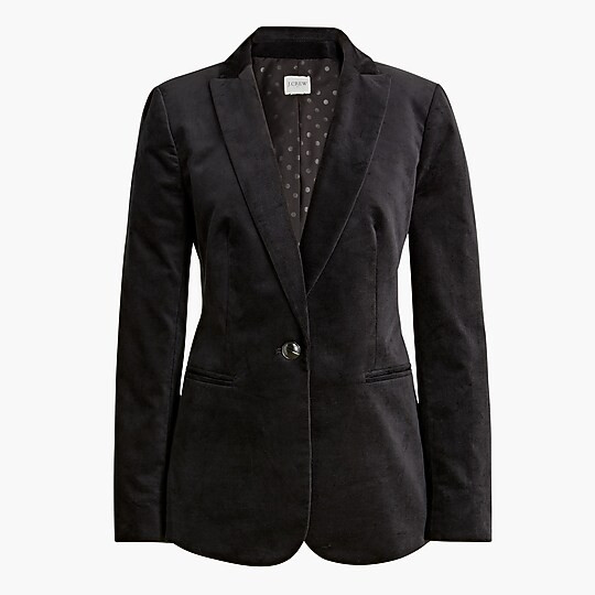 Petite velveteen one-button blazer | J.Crew Factory