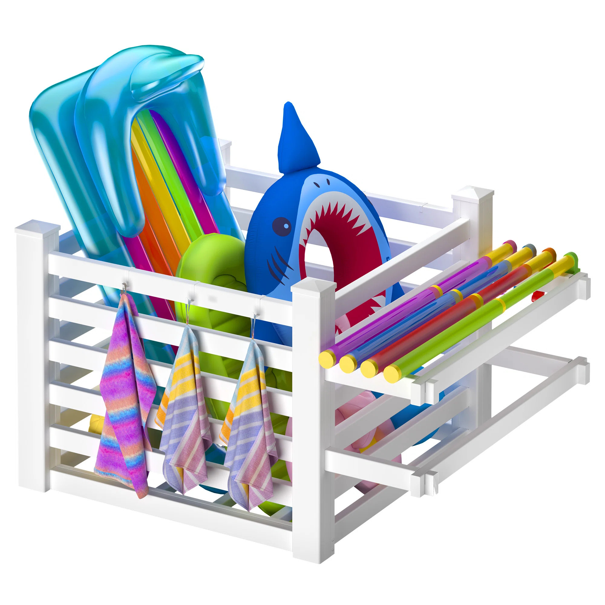 3.2ft H x 2.9ft W x 5.3ft L Freestanding Pool Float Storage Organizer with 6 Repositionable Hooks | Wayfair North America