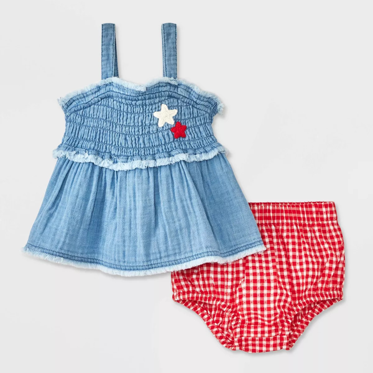 Baby Girls' Star Patch Denim Top & Bottom Set - Cat & Jack™ Blue | Target