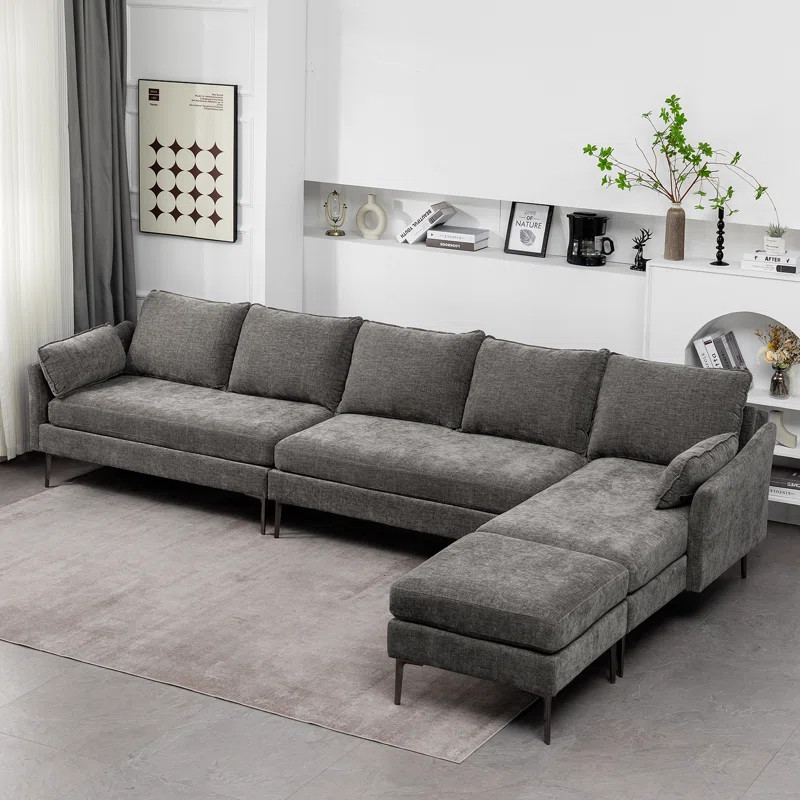 137.4" Wide Chenille Reversible Modular Corner Sectional | Wayfair Professional