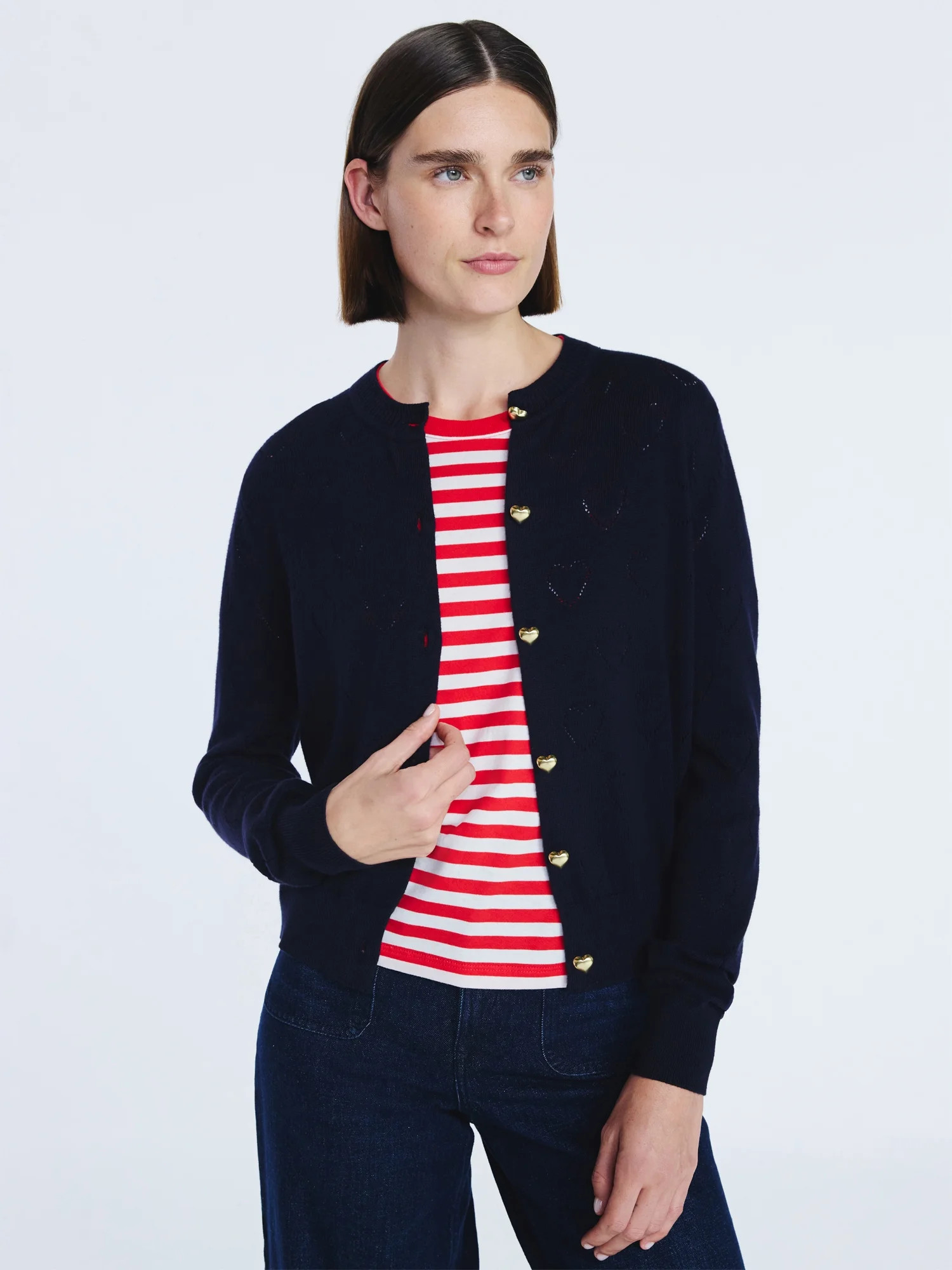 Free Assembly Women's and Women's Plus Heart Cardigan Sweater with Long Sleeves, Lightweight, Siz... | Walmart (US)