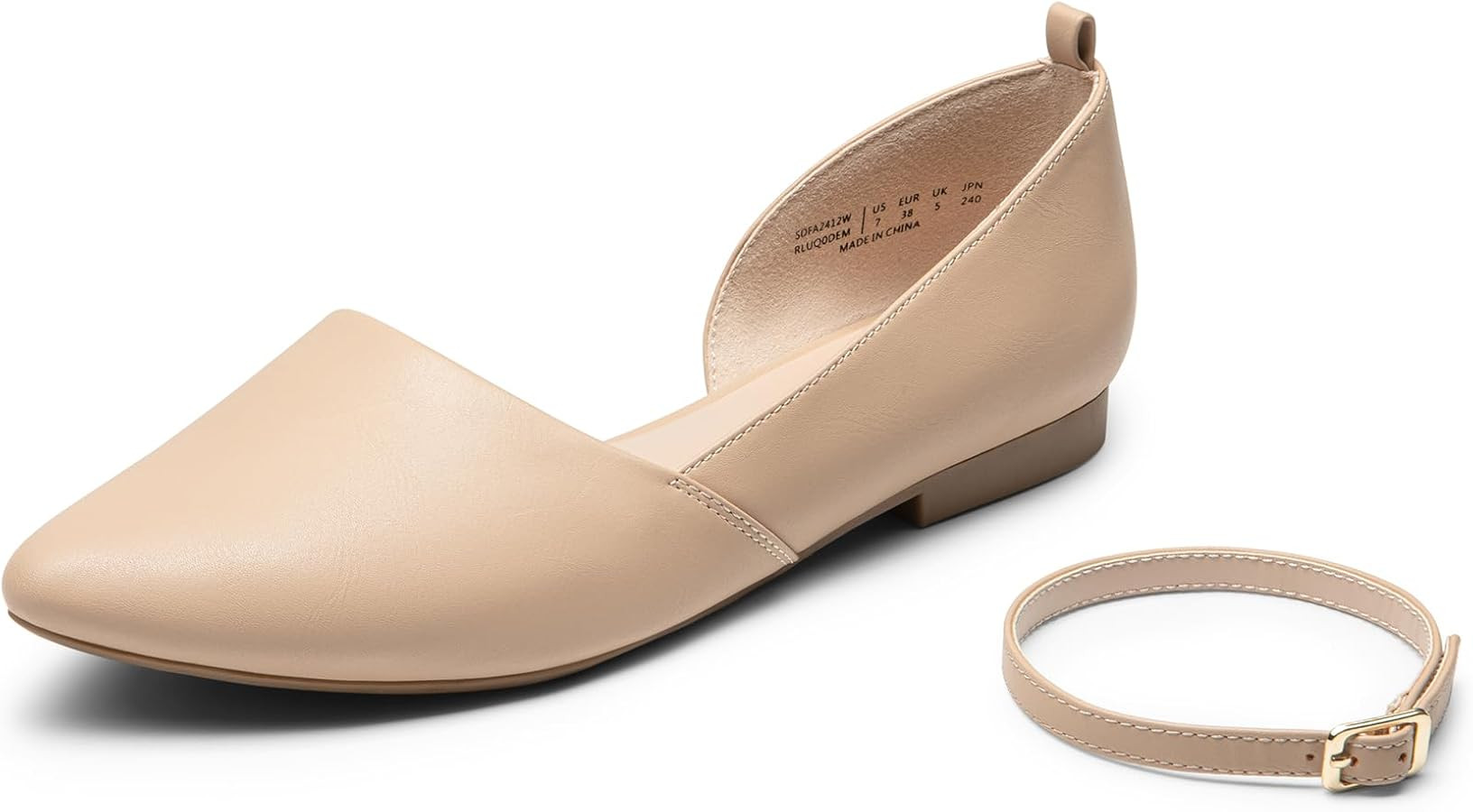 DREAM PAIRS Women's Dressy Flats, Comfortable Pointed Toe Business Casual Shoes with Detachable A... | Amazon (US)