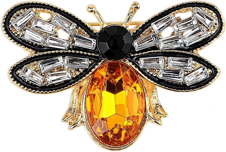 Bee Brooch Pin, Honey Bee Rhinestone Pins Vintage Crystal Insect Themed Lapel Pins Stylish Access... | Amazon (US)