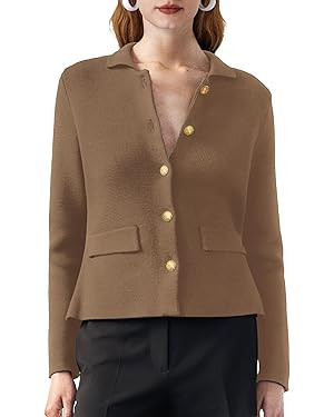 SuperPrity Cardigan Sweaters for Women Long Sleeve Lightweight Cropped Knit Blazer Button Jacket ... | Amazon (US)