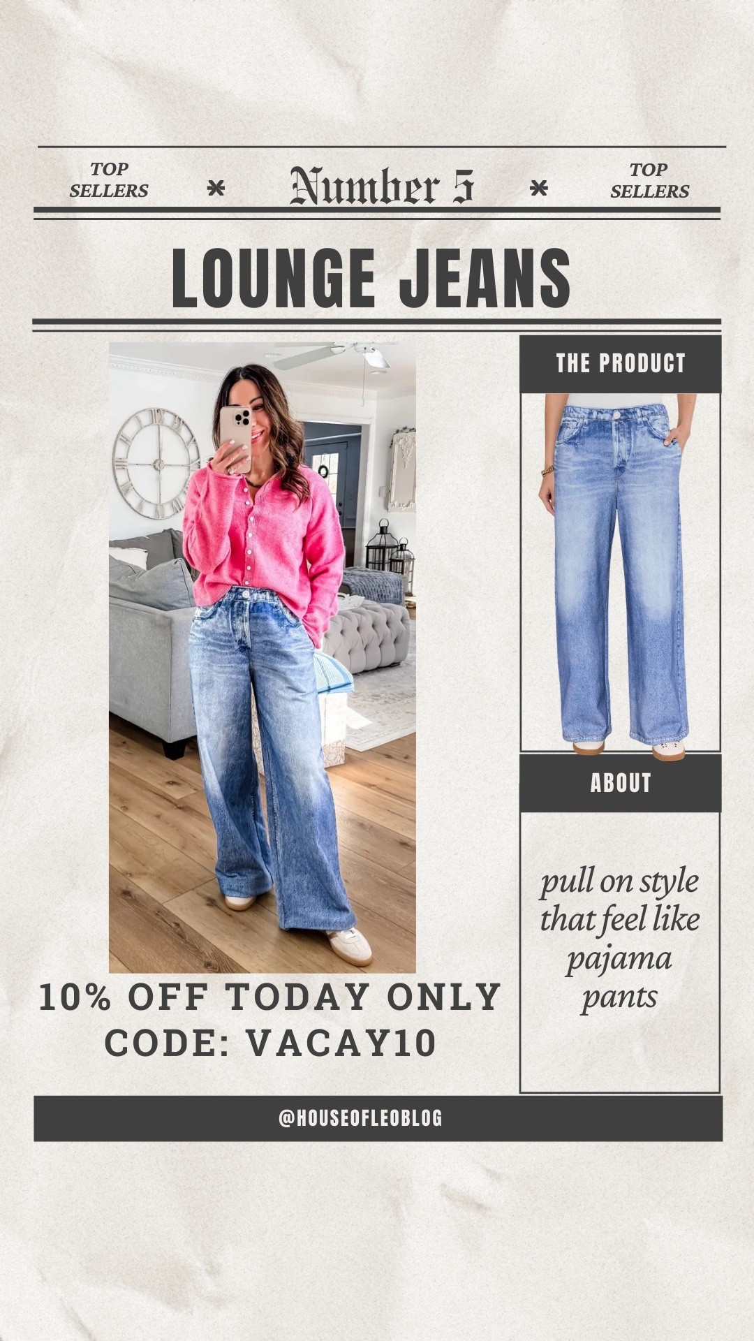 Code VACAY10 on 1/25 only. Wearing small pants. I used hemming tape. Small pink sweater, pajama pants, pajama jeans. Sweatpant jeans, lounge jeans.

#LTKOver40 #LTKSaleAlert