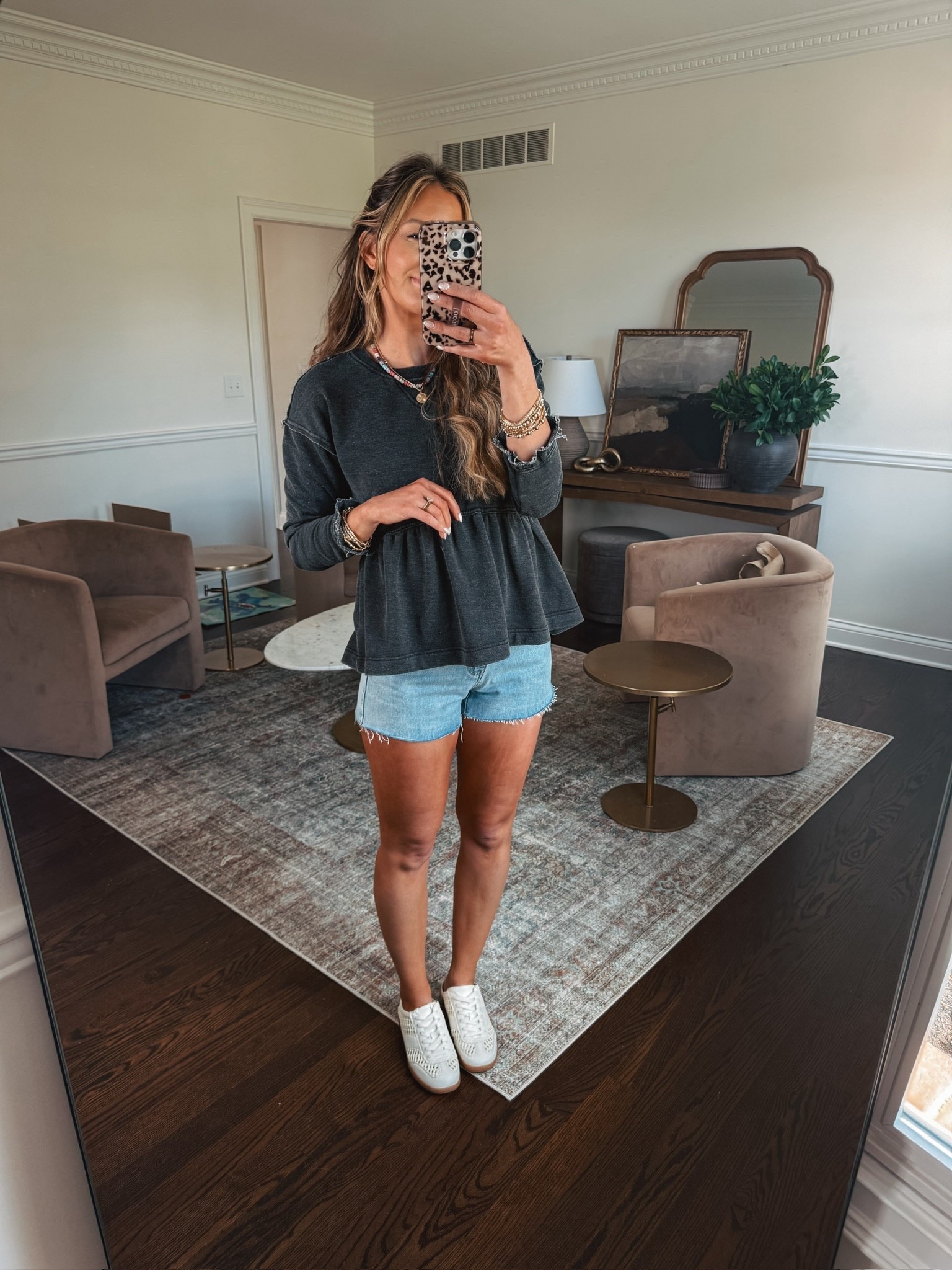 Casual spring and summer outfit idea as a mom of 4 on the go. This lightweight peplum sweatshirt is so cute and comfy and the jean shorts have the perfect amount of stretch!



#LTKmomlife #LTKdayinmylife #LTKootd