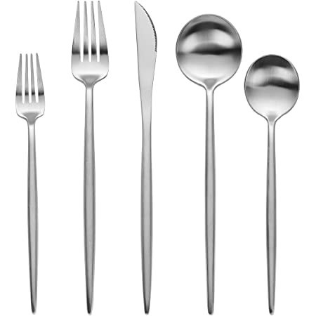 Matte Silverware Set BEGEEL,Satin Finish 20 Piece Stainless Steel Flatware Set,Service for 4,Meta... | Amazon (US)