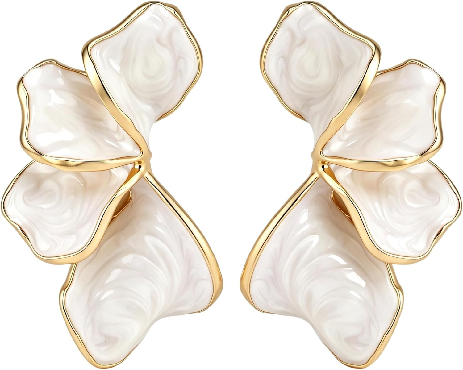 Large Gold Plated Flower Earrings for Women, Floral Statement Jewelry | Amazon (US)